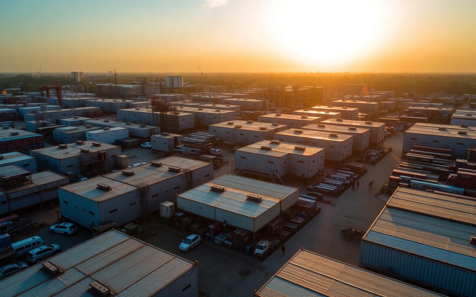 Surat textile district at sunset